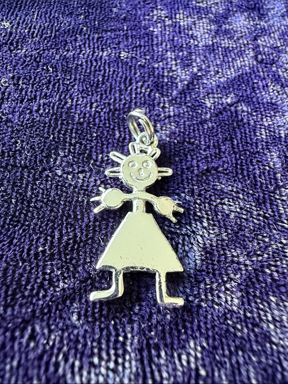 Vintage 925 sterling silver girl charm pendant, child’s drawing